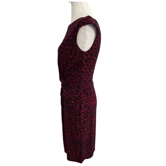 Lauren Ralph Lauren Wine Fuchsia Leopard Sheath Dress Size 4 - Picture 3 of 13